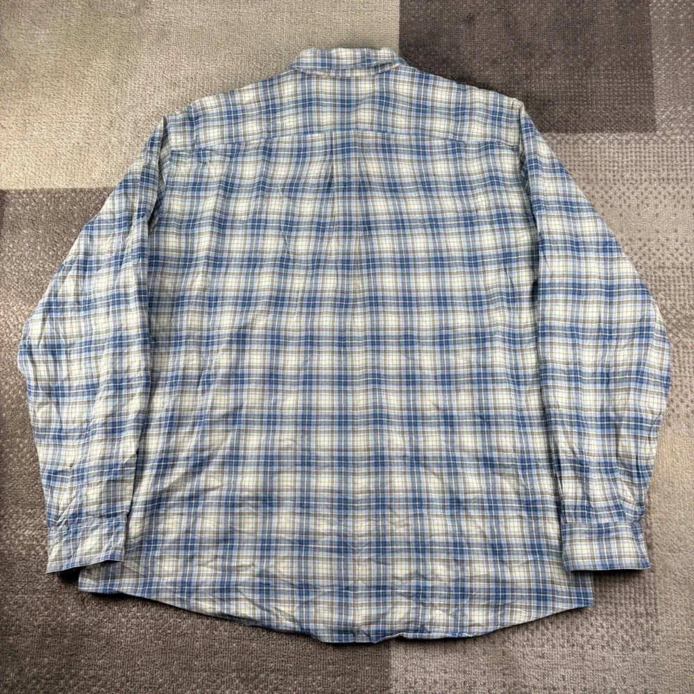 LL Bean Mens XL Regular Blue Plaid Long Sleeve Button Down Cotton Shirt DBX6